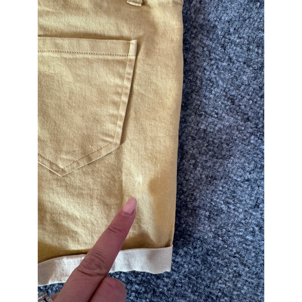 FAVLUX Mustard Yellow High Waisted Triple Button Fly Cuffed Shorts Womens SZ S - Picture 9 of 13